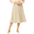thumbnail image 1 of Unique Bargains Jupe Midi Vintage Évasée à Pois Rétro pour Femme, Taille Élastique, Abricot, P, 1 of 5