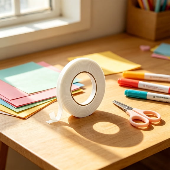 Fufafayo EVA Foam Double Sided Tape Strong Adhesive, White Sponge Tape Roll for Home Office Crafts Mounting, Heavy Duty Foam Tape for Wall Decor Poster Fixing, Soundproofing Sealing Strip