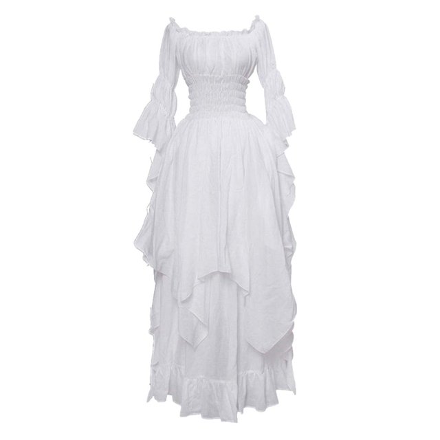 Robes Gothiques Yourumao pour Femmes, Robe Renaissance Rétro Unie, Grande Taille, Robe Maxi à Épaules Dénudées, Manches Évasées, Costume de Cosplay, Automne Hiver, Robe de Cour Médiévale