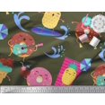 thumbnail image 2 of Soimoi Green Japan Crepe Satin Fabric Beech & Fun Party Fabric Prints By Yard 42 Inch Wide, 2 of 5