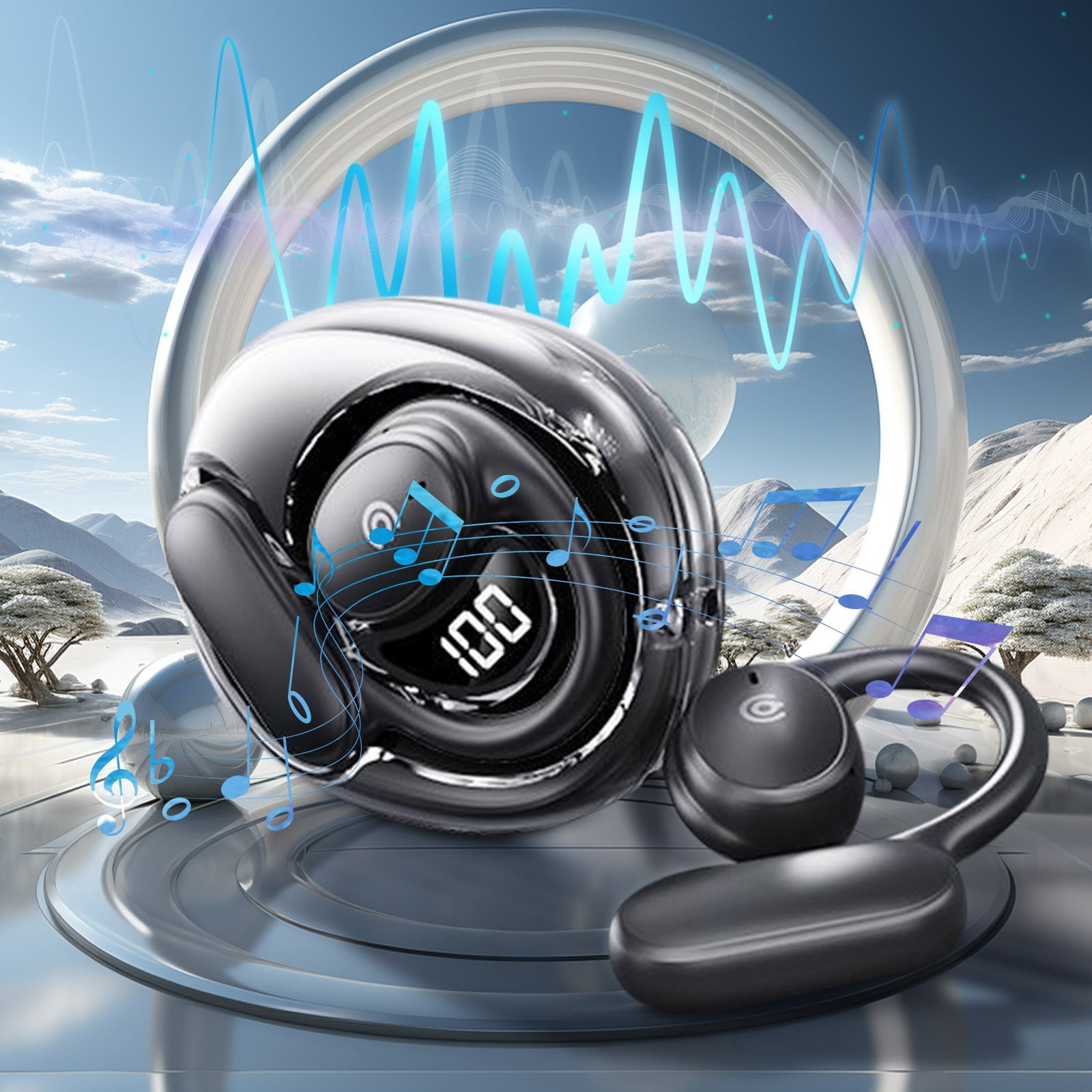 SJ235-1 Wireless Bluetooth Earbuds with Real-Time Translation, Noise Cancelling Mic, 16mm Speakers, 11H Playtime, BT 5.4, Lightweight & Comfortable for Travel/Business/Study