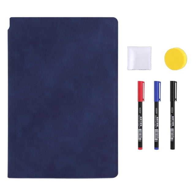 1 Pcs Carnet pour Tableau Blanc Réutilisable, Petit Tableau Effaçable à Sec Portable, Comprend 1 Chiffon, 3 Marqueurs et une Effaceur pour Tableau Noir, Mini Carnets Portatifs pour Tableau Blanc, Carnet de Dessin Réutilisable,(I,6.6x9.5 in)