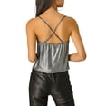 thumbnail image 3 of INSPIRE CHIC Camisole à Bretelles Spaghetti Métallisée Scintillante à Col Bénitier pour Femme, 3 of 6