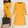 thumbnail image 1 of Cheers Robe Courte Ample Décontractée de Voyage et de Bureau pour Femmes, Couleur Unie, Nœud, Manches 3/4, Col Rond, 1 of 6