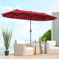 thumbnail image 4 of Gymax Parasol de Patio Double Face de 13 Pi avec Manivelle, Base de Parasol, Verrou de Sécurité, Bordeaux, 4 of 10
