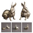 thumbnail image 1 of 2 Pcs Figurine Lapin en Laiton Adorable Rétro Décoration Délicate pour Bureau, 1 of 8