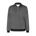 thumbnail image 5 of Veste Mode pour Femmes Décontractée à Col Montant, à Fermeture Éclair, Manteau Léger d'Automne, Vestes à Blocs de Couleur avec Poches, Gris, P, 5 of 5