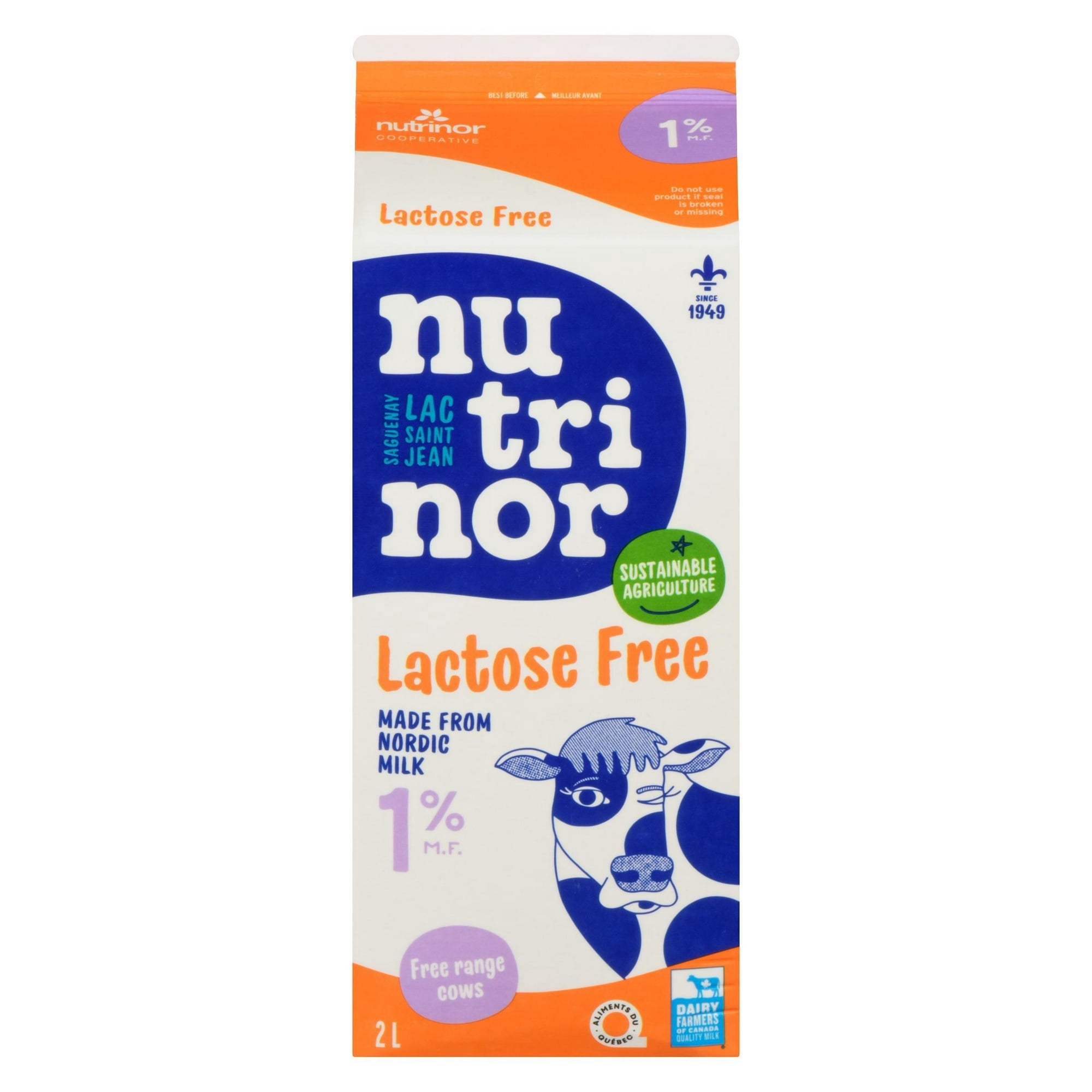 2L Lait Sans lactose 1 % Nutrinor