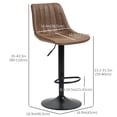 thumbnail image 3 of HOMCOM Set Of 2 Microfiber Retro Tub Bar Stools Metal Frame Footrest Brown, 3 of 10
