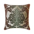 thumbnail image 1 of Decorative Brown & Green 22"x22" (55x55 cm) Throw Pillow Covers, Velvet Victorian & Beaded Throw Pillows For Sofa, Damask Pattern Modern Style - Jade Damask, 1 of 3
