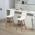 thumbnail image 2 of HOMCOM Bar Stool Set of 2 Upholstered Kitchen Stool w/ Wood Legs, White, 2 of 10