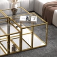 thumbnail image 4 of Table d'Appoint Grande Carrée Contemporaine en Métal et Verre - Or, 4 of 7