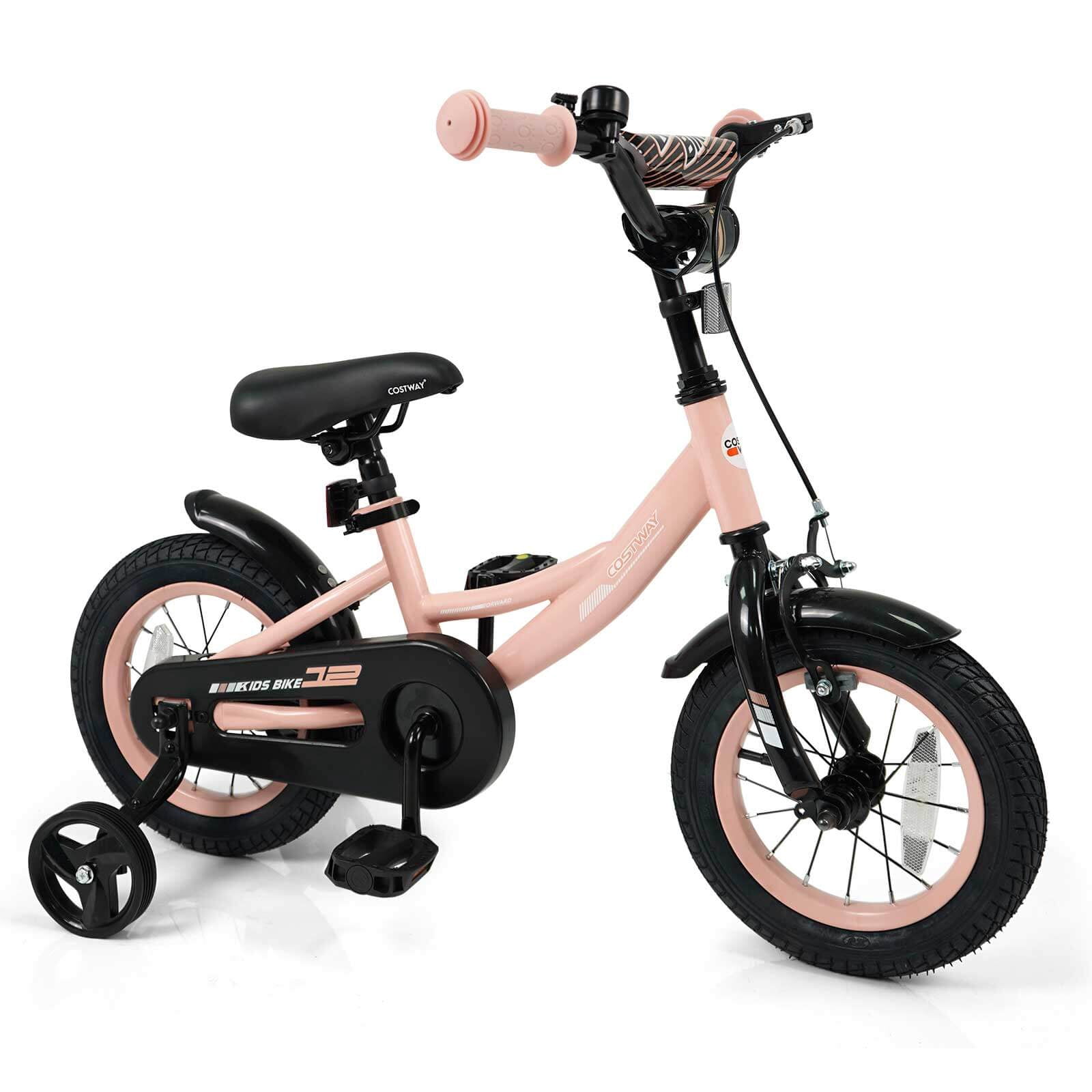 Costway 12 Inch Kids Bike with Training Wheels Dual Brakes Adjustable Seat Handlebar Height