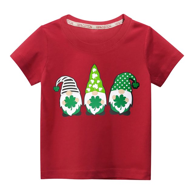 vdgthytj Enfants Garçons Filles T-Shirts de la Saint-Patrick Trèfle Graphique Col Rond Manches Courtes Hauts d'Été Blouse