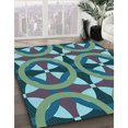 thumbnail image 3 of Ahgly Company Tapis d'Intérieur Lavable à la Machine, Carré, Transitionnel, Bleu Geai Bleu, Tapis de Zone, 8 Pieds Carré, 3 of 7