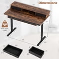 thumbnail image 3 of Gymax 55'' x 27'' Electric Standing Desk w/Drawers Monitor Stand Hook 3 Memory Heights Rustic Brown, 3 of 10