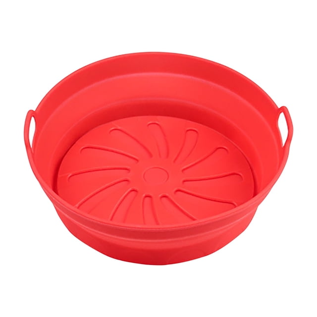 EGNMCR Tapis de Cuisson Casserole de Friteuse Doublures Rondes Réutilisables pour Panier de Friteuse Accessoires en silicone Rouge Vif. le Doublure de 8,2 Pouces Présente des Lignes Surélevées pour une distribution Uniforme de la Chaleur, le Rendant Adapté aux Friteuses à air de 5 Qt Ou Plus. Fabriqué en silicone de Qualité Alimentaire Sans BPA, Supporte des Températures jusqu'à 450 °F (230 °C) et Va au Lave-Vaisselle pour un Nettoyage Facile. Idéal pour la Friture, la Cuisson à la Vapeur et la Cuisson au Four, Ce Doublure Écologique Remplace le Papier Parchemin Jetable.