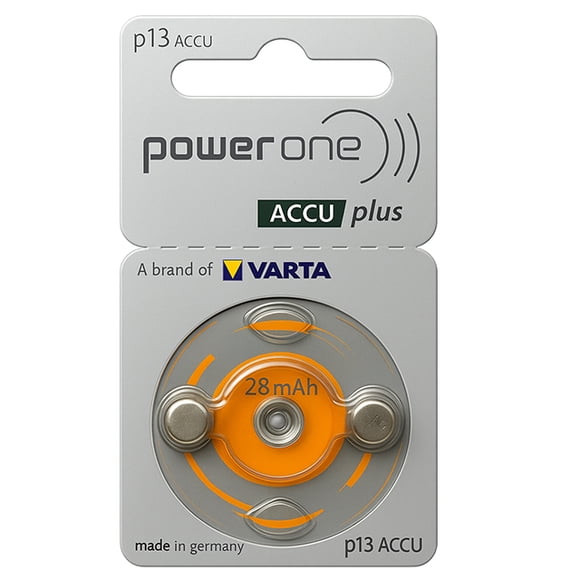 Piles pour Auditive p13 PowerOne ACCU Plus Rechargeables (2 Cartes)