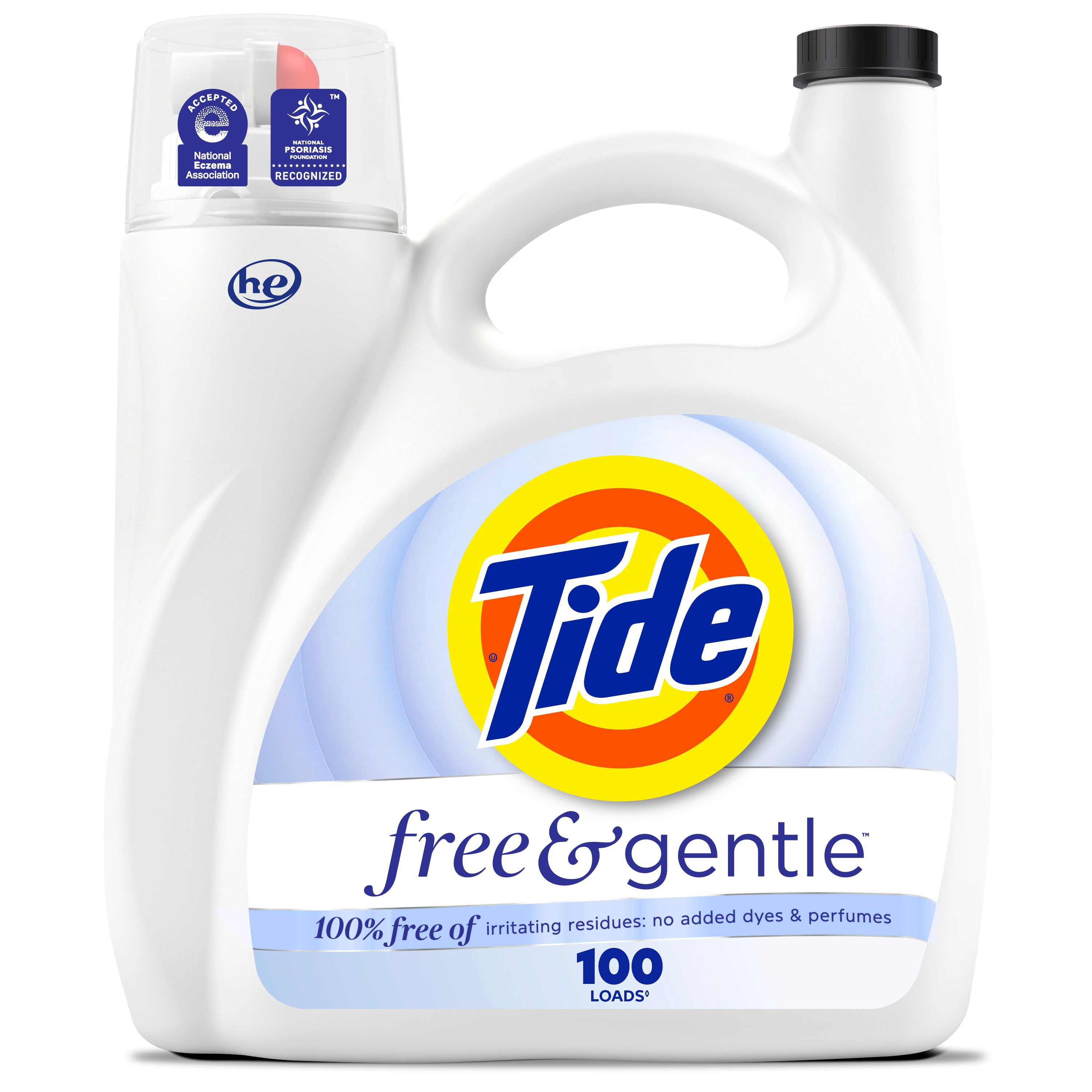 Tide Free and Gentle Liquid Laundry Detergent, 100 Loads