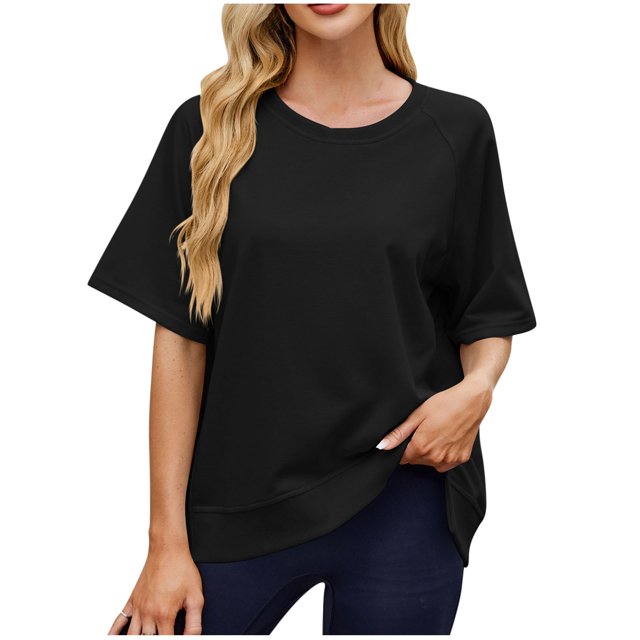 T-shirts à Manches Courtes pour Femmes Été Col Rond Décontracté Mode T-Shirt Basique Vêtements Mignons Tenues Tendance