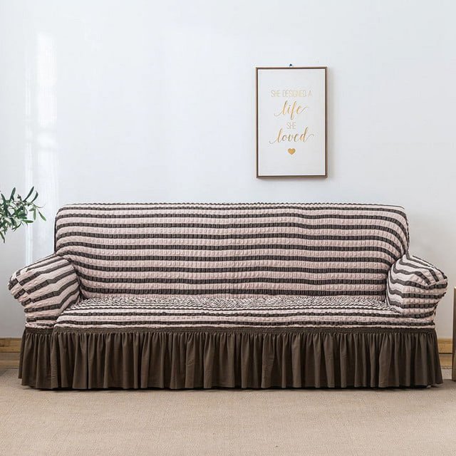 2024 1 Piece Sofa Slipcover with Pleated Ruffled Skirt Washable High Stretch Durable Furniture Protector 3 Seater Pine Green