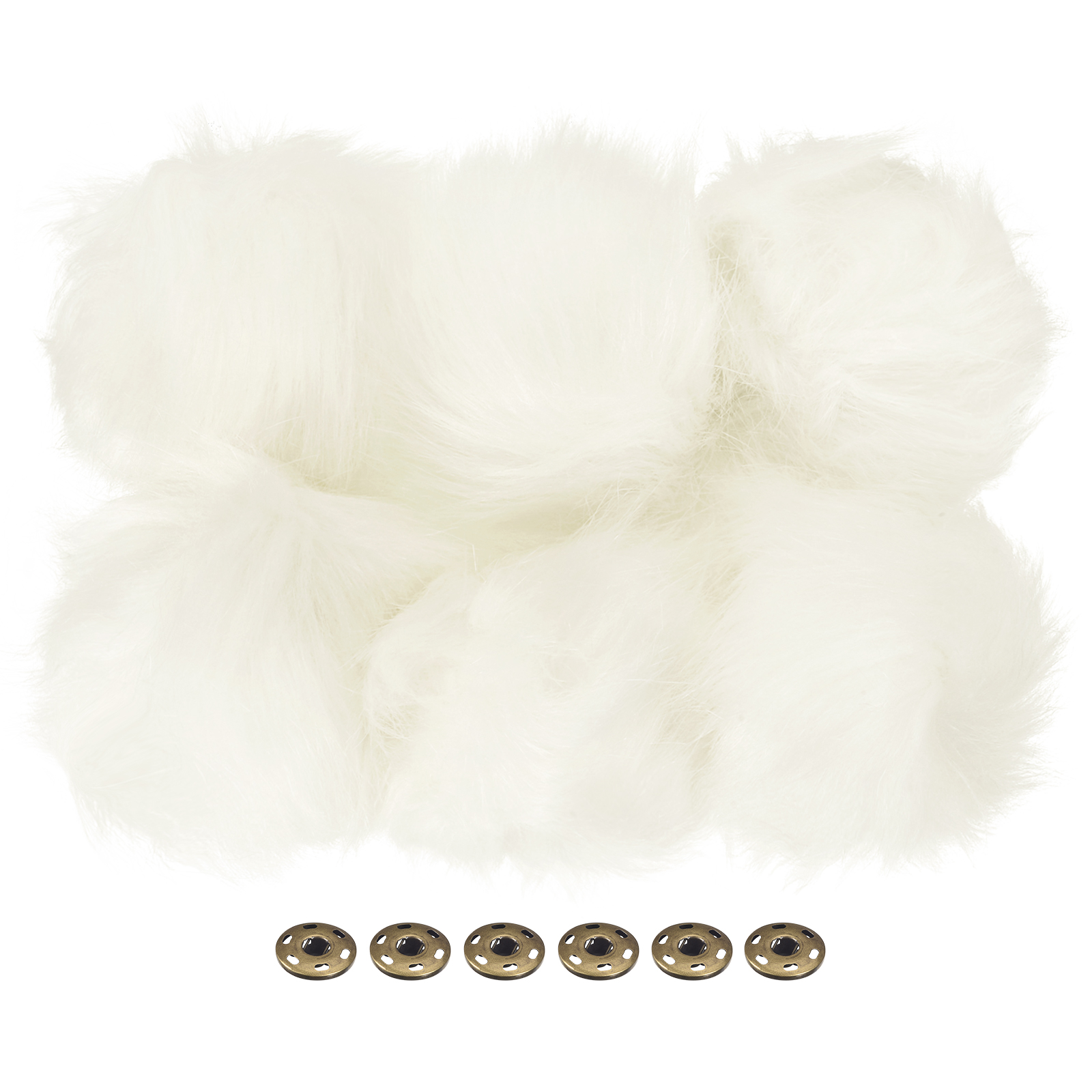 Unique Bargains Fluffy Soft Faux Fur Pom Poms for Hats with Snap Button, White 6Pack