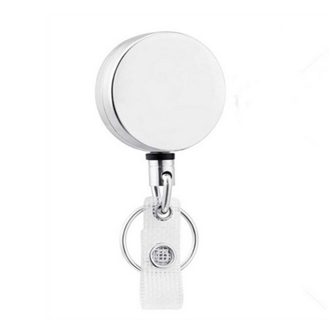 Baohd Portable Metal Keychain Heavy Duty Hanging Retractable Key Ring Anti-lost Keyring Wire Holder Keys Office Outdoor Travel White