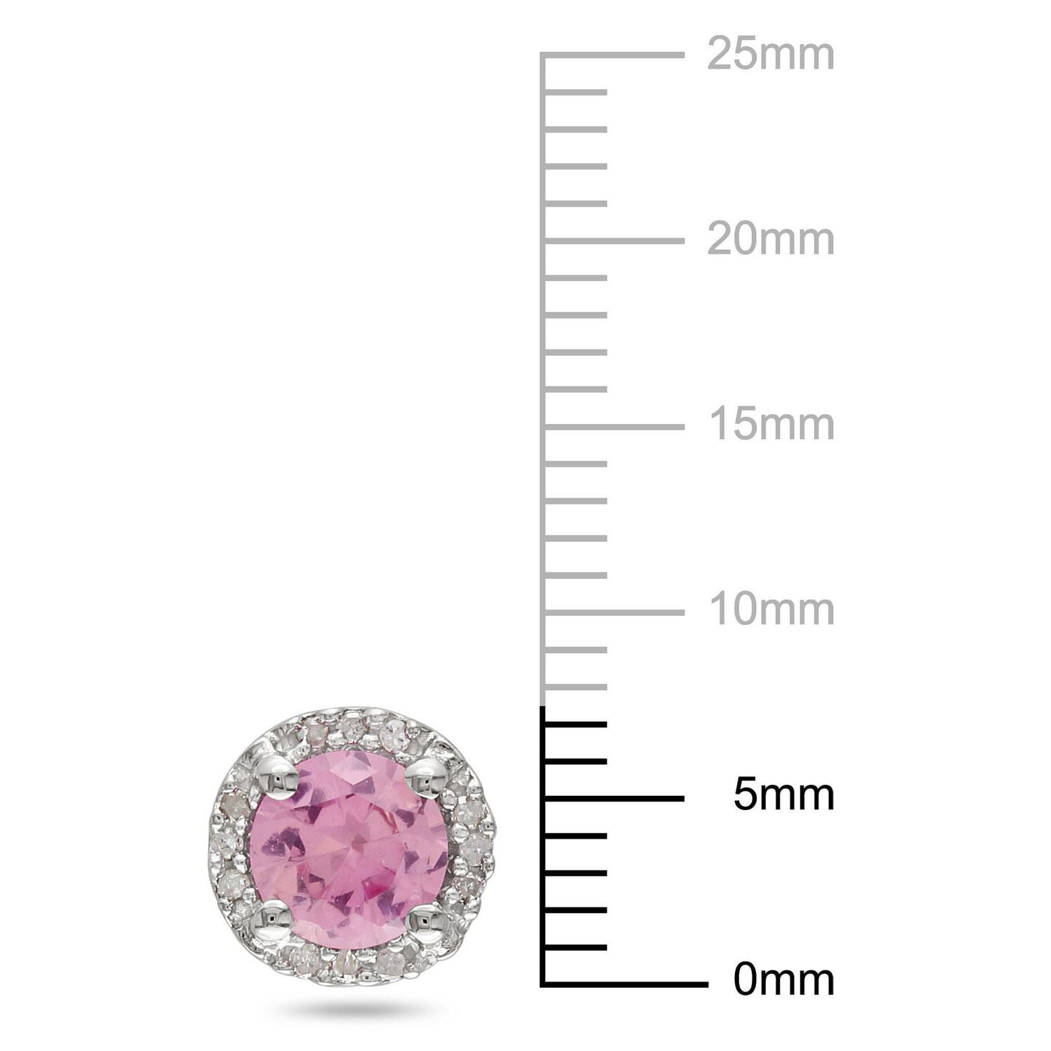 Boucles d'oreille de forme auréole Tangelo avec saphirs roses synthétiques 1-1/6 CT PBT et accents de diamants en argent sterling