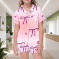 thumbnail image 4 of Ensemble de Pyjama en Satin pour Fille, Imprimé, Manches Courtes, Ensemble de Pyjama à Boutons pour Filles, Ensemble de Pyjama Décontracté pour Filles, Pyjamas pour Filles Taille 10-11 Ans, Mode Garçons Filles, 4 of 5