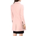 thumbnail image 3 of INSPIRE CHIC Women's Notched Lapel Collar Double Breasted Mid Length Overcoat, 3 of 7
