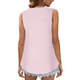 thumbnail image 4 of Débardeurs en Tricot Gaufré pour Femmes Sans Manches à Col Rond, Blouses Décontractées Fluides, Débardeurs Décontractés Sans Manches, Camisole Été 2024 (Grand, Rose), 4 of 6