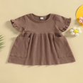 thumbnail image 2 of Girl Short Sleeve  Neck Solid Pockets Princess A-Lined Dress, 2 of 8
