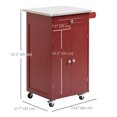 thumbnail image 3 of HOMCOM Kitchen Cart, Stainless Steel Top Small Trolley Towel Rack Red, 3 of 10