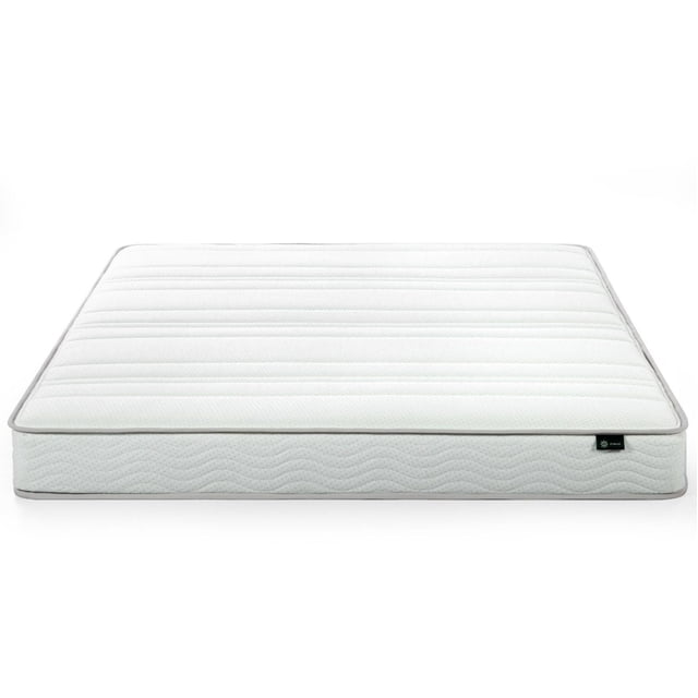 Zinus Matelas Hybride en Mousse et à Ressorts de 6 Pouces, Format Double, Orienté vers l'Avant avec Housse en Fibre Matelassée Blanche Présentant des Surpiqûres Horizontales et des Côtés à Motif Ondulé, Alliant Mousse Haute Densité Certifiée CertiPUR-US et Ressorts Ensachés en Acier pour un Soutien Équilibré, Idéal pour les Dormeurs sur le Ventre.