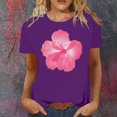 thumbnail image 2 of LUOGENLI T-shirts pour Femme pour Femmes Mode Décontractée Chemises Imprimées Col Rond Manches Courtes T-Shirt Hauts Tunique Blouse T-shirts Vintage pour Femmes T-Shirt Graphique Vêtements d'Été Violet G, 2 of 4