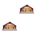 thumbnail image 1 of mmirethe Resin Christmas Scene Snow House LED Desktop Set Village Decoration Snowman 2Set, 1 of 6