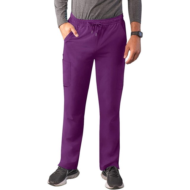 Adar Addition Scrubs for Men - Slim Leg Cargo Drawstring Scrub Pants - A6106 - Eggplant - XS