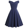 thumbnail image 1 of EGNMCR Robes de Soirée pour Femmes, Robes Formelles pour Femmes, Robes de Cocktail pour Femmes Robe Sans Manches à Col Rond Robe d'Été pour Femmes à Épaules Dénudées Col en V Vintage Unie Robe pour Femmes, 1 of 8