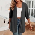 thumbnail image 2 of Timegard Cardigans for Women 1/2 Sleeve Open Front Lightweight Solid Color Casual Loose Jacket Tops, 2 of 5
