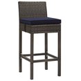 thumbnail image 1 of Modway Tabouret de Bar en Rotin et Aluminium de 30 Po avec Conduit en Brun/marine, 1 of 3