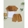thumbnail image 4 of xiaxaixu Kid Boy Pants Suit, Casual Party Hooded Neck Short Sleeve Tops + Drawstring Solid Color Pants, 4 of 9