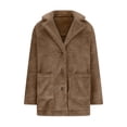 thumbnail image 4 of LSLJS Women Solid Color Long Sleeve Collar Plush Coat Fashion Warm Coat, 4 of 6