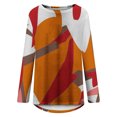 thumbnail image 4 of IROINID Deals Ladies Long Sleeve T Shirts Lounge Socket Geometry Printed Round-Neck Tops,Orange, 4 of 5