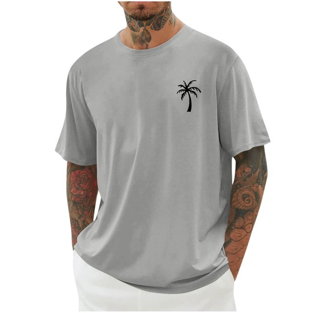 T-shirts pour Hommes Imprimés Palmier Graphiques T-Shirts Décontractés Été Plage Hawaïenne Manches Courtes Col Rond