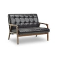 thumbnail image 1 of Mid Century Faux Leather Loveseat in Brown, 1 of 4