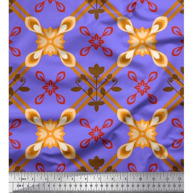 Soimoi Rayon Fabric Argyle Check Decor Fabric Printed Yard 42 Inch Wide