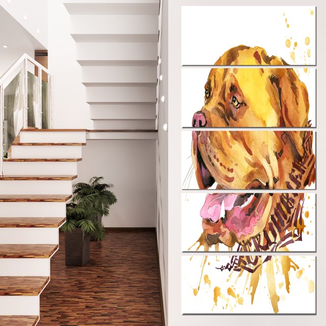 Aggressive Brown Dog Watercolor - Animal Canvas Wall Art