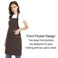 thumbnail image 3 of (Price/each)Opromo Unisex Cotton Canvas Adjustable Chef Kitchen Aprons with 2 Pockets-Coffee-L, 3 of 7
