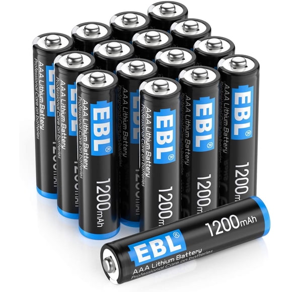 EBL Lot de 16 Piles AAA 1200 mAh au Lithium, Piles AAA au Lithium Jetables 1,5 V, Haute Performance, Longue Durée, Poids Léger (Non Rechargeables)