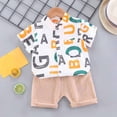 thumbnail image 1 of LSLJS Ensemble de Vêtements Décontractés pour Tout-Petit Enfant Bébé Garçon à Imprimé de Lettres à Manches Courtes avec Short, 1 of 5